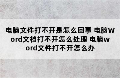 电脑文件打不开是怎么回事 电脑Word文档打不开怎么处理 电脑word文件打不开怎么办